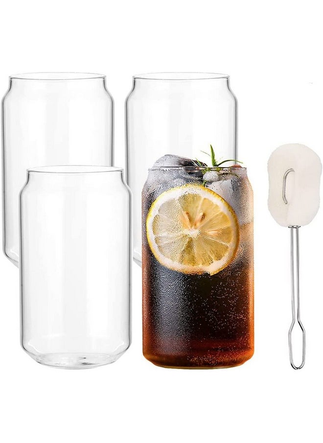 ALINK ALINK 20oz Drinking Glasses Set of 4, Can Shaped Mint Julep Glass Cups, Iced Tea Ice Coffee Glasses, Tumbler Cup, Clear Cocktail Whiskey Soda Water Beer Glasses  - Image 1
