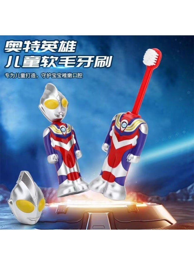 Miamia Ultraman toothbrush children's toothbrush 0-3 years old soft bristle toothbrush baby brushing training telescopic storage transformation Tiga  - Image 3