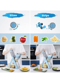 Safe Vegetable Chopper, Mandoline Slicer Large Capacity, 5 in 1 Kitchen Chopping Artifact for Vegetable & Fruits Cutter, Julienne, Dicer, Thickness Adjuster Quick & Easy Meal Prep (Blue) - pzsku/ZB0946FCC69046D96DBF3Z/45/_/1739528627/eb6d604a-0679-4721-88d3-827d1f94668a