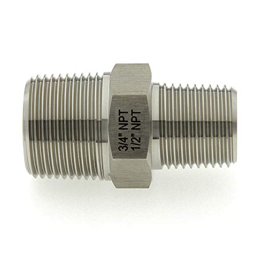 AdaptorMount 3/4” NPT Male to 1/2” NPT Male Hex Nipple Reducer – 316L Stainless Steel Pipe Fitting Adapter for Hydraulic, Pneumatic and Industrial Fluid Systems - Image 5