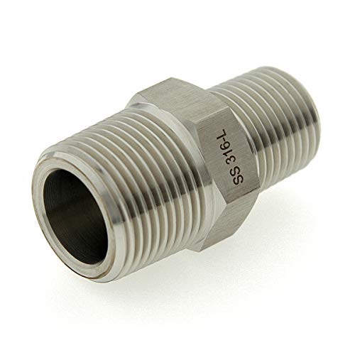 AdaptorMount 3/4” NPT Male to 1/2” NPT Male Hex Nipple Reducer – 316L Stainless Steel Pipe Fitting Adapter for Hydraulic, Pneumatic and Industrial Fluid Systems - Image 2