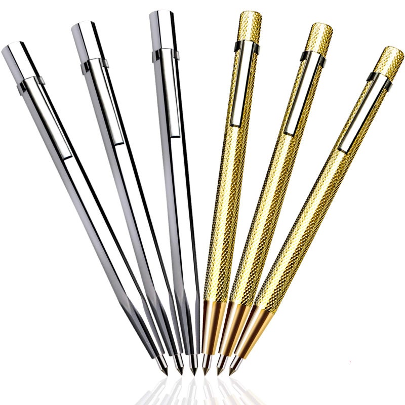 AVIDE Tungsten Carbide Tip Scriber Metal Etching Pen Carve Engraver Scribe Tools for Stainless Steel Ceramics Glass Metal Sheet and GoldWelding6 Pack