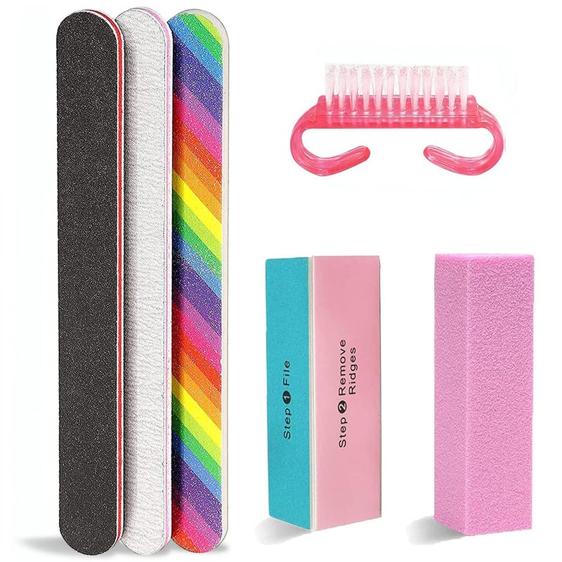 M'AYCREATE MAYCREATE® Nail Files Nail Buffers Set Professional Double Sided Emery Nail Shaper Strips Manicure Tools Kit, 100/180 Grit Nail Art Care Buffer Block for Home Salons Use - Image 1