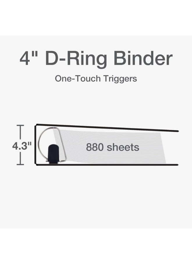 Cardinal Cardinal 3 Ring Binder, Binders for School and Office, Durable 4 Inch Premier Easy Open Binder, ONE-Touch Locking Slant-D Rings, 880-Sheet Capacity, ClearVue Cover, PVC-Free, Black (10341)  - Image 3