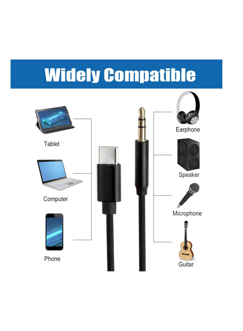 Excefore USB Type C Aux Cable, 3.5mm Aux Audio Jack Cab, USB C to 3.5mm In Car for Headphone Speaker Computer, Universal 3.5mm Stereo Plug Cord, Aux Cable Adapter Commpatable with Samsung Huawei  - Image 3