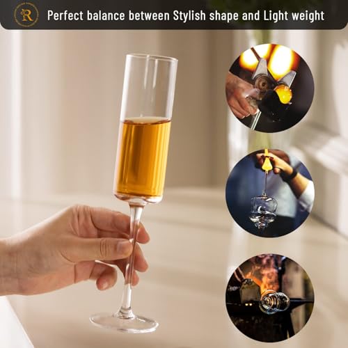 bellemax Champagne Flutes Wine Glasses 250 ml, Set of 6 Long Wine, Burgundy Clear Glasses with Stem for Wedding Anniversary, Birthday, Gift - Image 4
