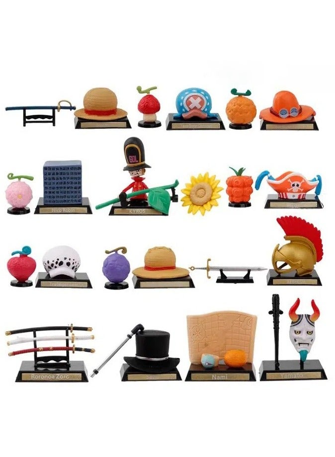 General 13-piece set of One Piece figures Luffy straw hats devil fruits Luo hat props collection ornaments anime dolls highly restored desktop ornaments  - Image 1