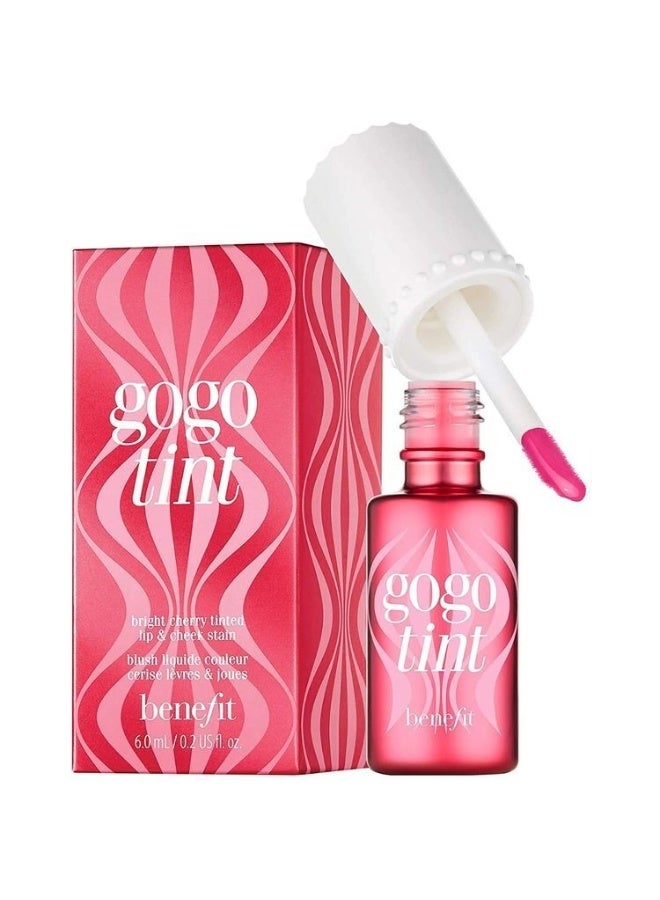 Benefit Cosmetics GoGo Tint Lip & Cheek Stain – Bright Cherry, Long-Lasting Liquid Tint 6ml