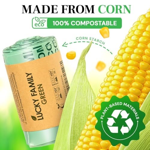 INNOTAK Lucky Family Green Compost Bags for Kitchen Countertop Bin -1.3 gallon trash bags to 1.6 Gallon trash bags - 100% Compostable Trash Bags for Food Waste, Organic Biodegradable Bags - Image 3