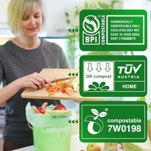 INNOTAK Lucky Family Green Compost Bags for Kitchen Countertop Bin -1.3 gallon trash bags to 1.6 Gallon trash bags - 100% Compostable Trash Bags for Food Waste, Organic Biodegradable Bags - Image 4