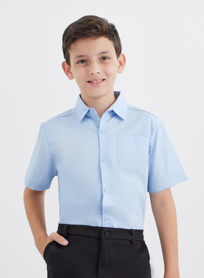 ستايلي Styli Boys School Uniform Light Blue Short Sleeves Shirt with Pocket