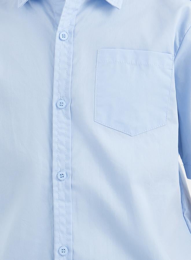 ستايلي قميص مدرسي ستايلي بويز أزرق فاتح بأكمام قصيرة وجيب - Image 4