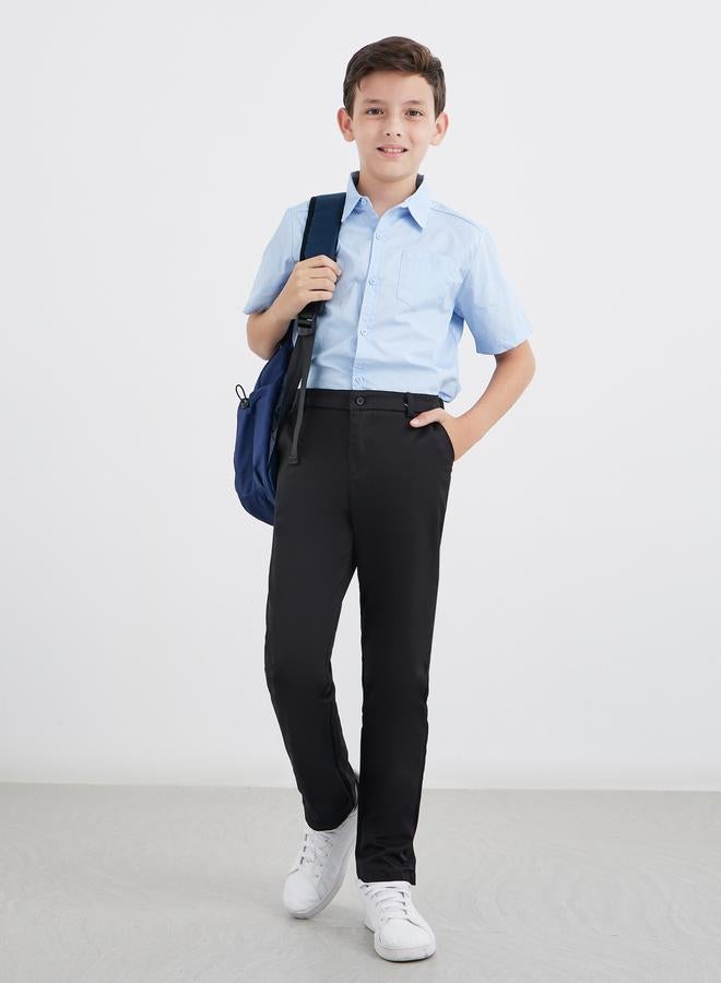 ستايلي قميص مدرسي ستايلي بويز أزرق فاتح بأكمام قصيرة وجيب - Image 2