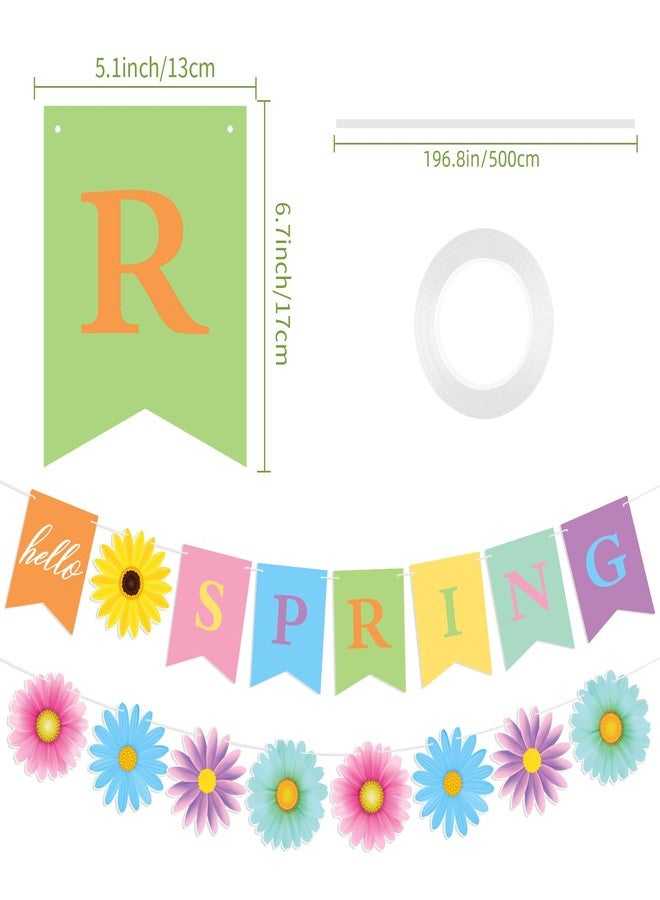 Adecortalk Hello Spring Banner Colorful Spring Wildflower Banner Garland Spring Birthday Party Decorations for Girls Spring Easter Baby Shower Classroom Home Decorations - Image 2