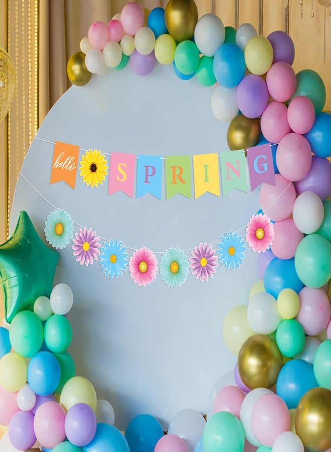 Adecortalk Hello Spring Banner Colorful Spring Wildflower Banner Garland Spring Birthday Party Decorations for Girls Spring Easter Baby Shower Classroom Home Decorations - Image 5