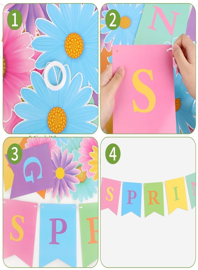 Adecortalk Hello Spring Banner Colorful Spring Wildflower Banner Garland Spring Birthday Party Decorations for Girls Spring Easter Baby Shower Classroom Home Decorations - Image 3