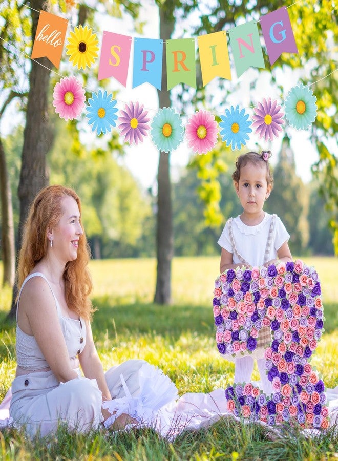 Adecortalk Hello Spring Banner Colorful Spring Wildflower Banner Garland Spring Birthday Party Decorations for Girls Spring Easter Baby Shower Classroom Home Decorations - Image 4