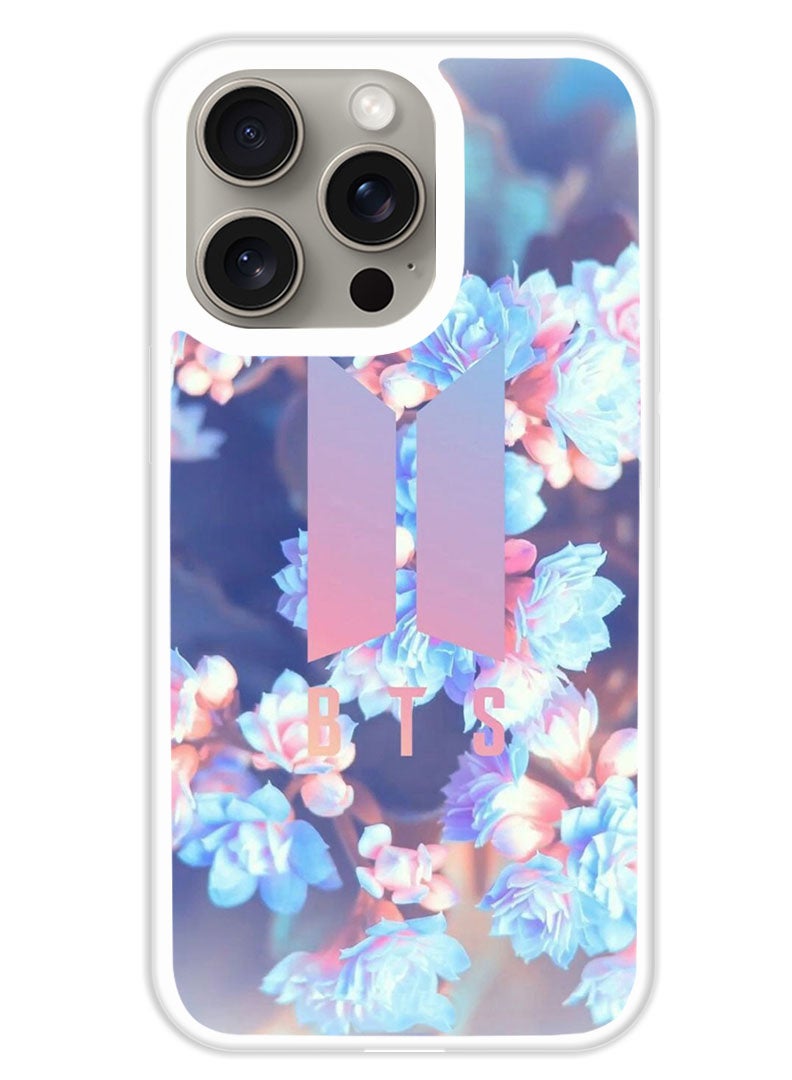 Theodor Protective Case Cover For APPLE IPHONE 15 Pro Max BTS logo (White Bumper) - Image 1