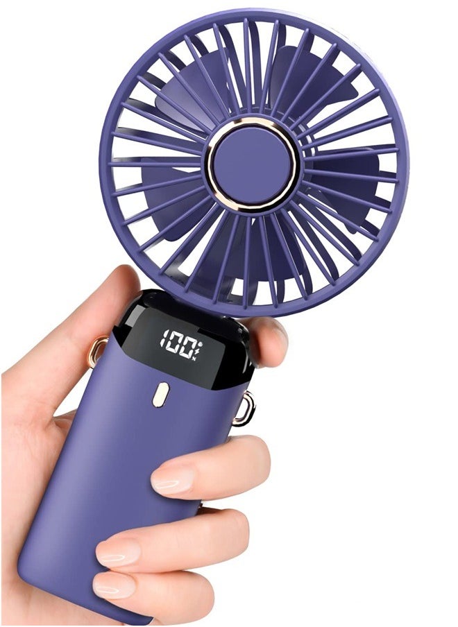 Generic Portable hand Fan, Quiet mini Fan, 2400 mAh USB Battery Rechargeable Fan, Battery Operated Table Fan with 5 Speeds for Home , Travel, Commute, Makeup, Office  - Image 1