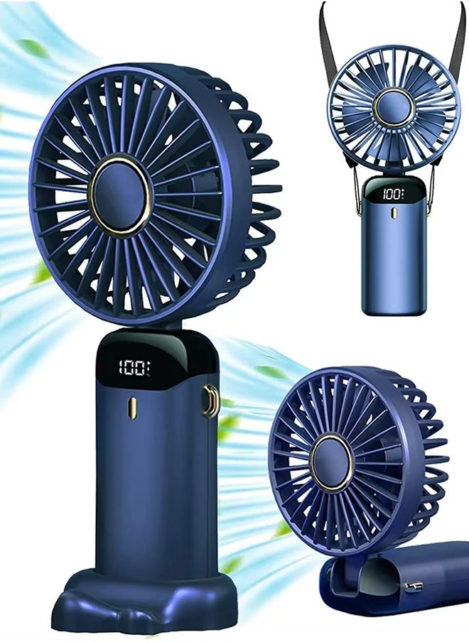Generic Portable hand Fan, Quiet mini Fan, 2400 mAh USB Battery Rechargeable Fan, Battery Operated Table Fan with 5 Speeds for Home , Travel, Commute, Makeup, Office  - Image 2