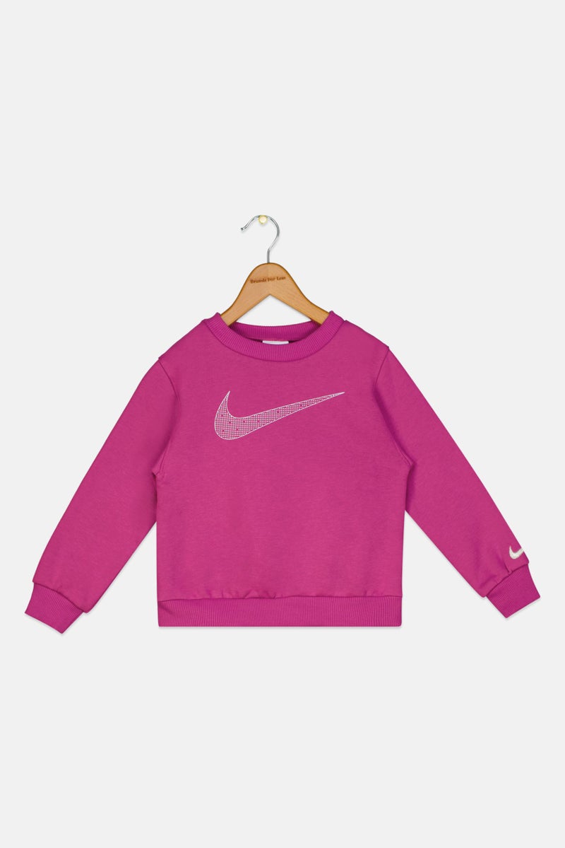 Nike Toddlers Girl Long Sleeve Brand Logo Sweatshirt, Plum - Image 2
