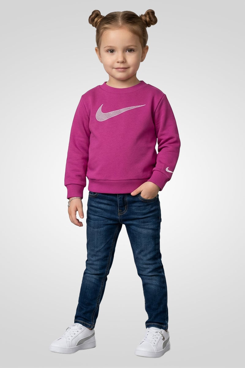 Nike Toddlers Girl Long Sleeve Brand Logo Sweatshirt, Plum - Image 1