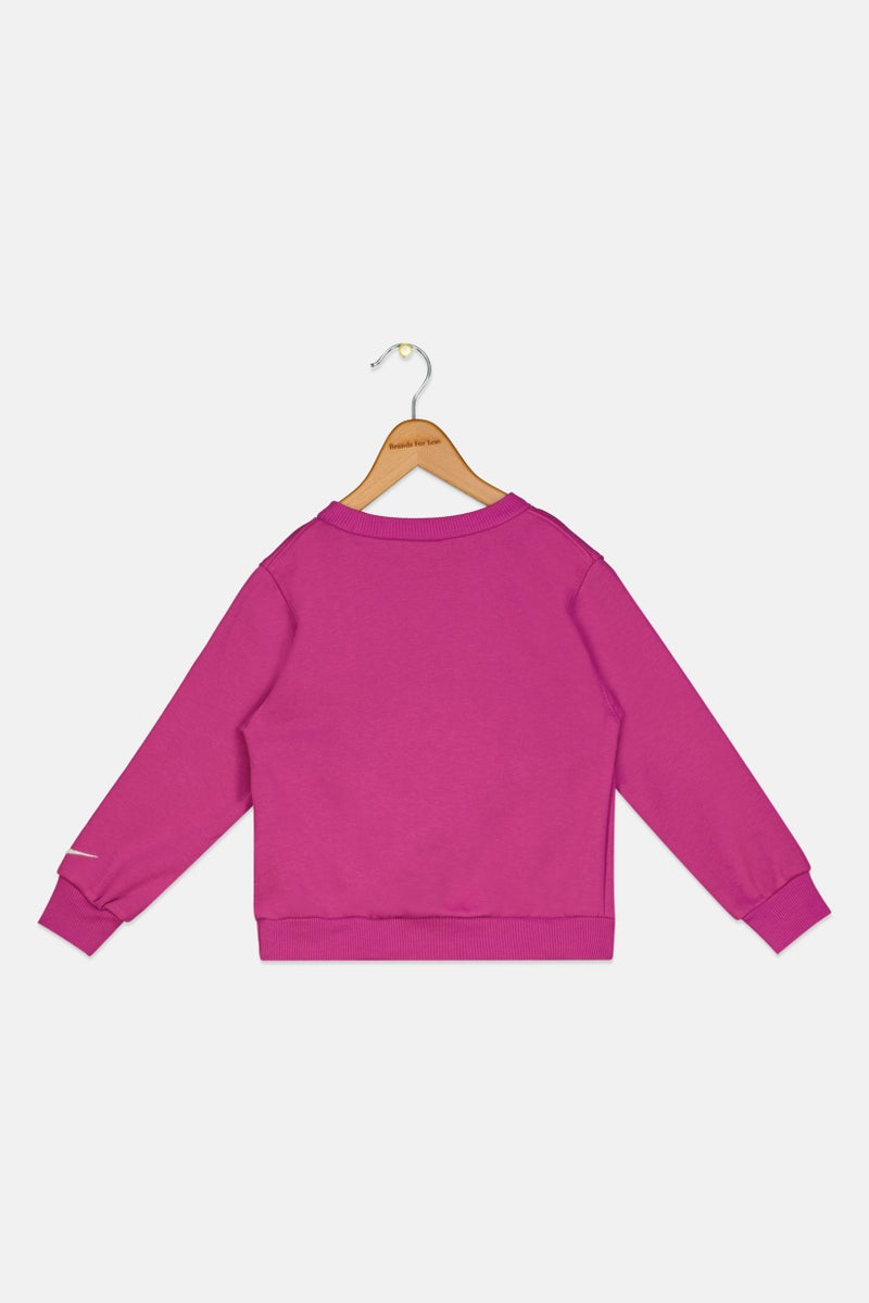 Nike Toddlers Girl Long Sleeve Brand Logo Sweatshirt, Plum - Image 3