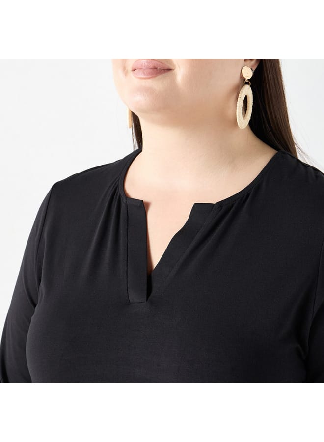 Ulla Popken Plus Size Ulla Popken V-neck 3/4 Sleeves T-shirt  - Image 4