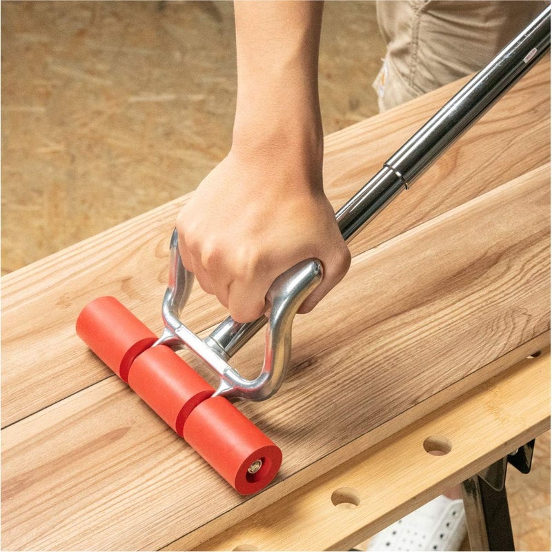 POWERTEC Extendable Floor and Wall Roller for Vinyl Flooring, Tile & Linoleum Roller with Extendable 17" to 27" Handle, 7.5" Wide for LVP, Veneer, Carpet, Wall Coverings, 1PK (71033) - Image 3