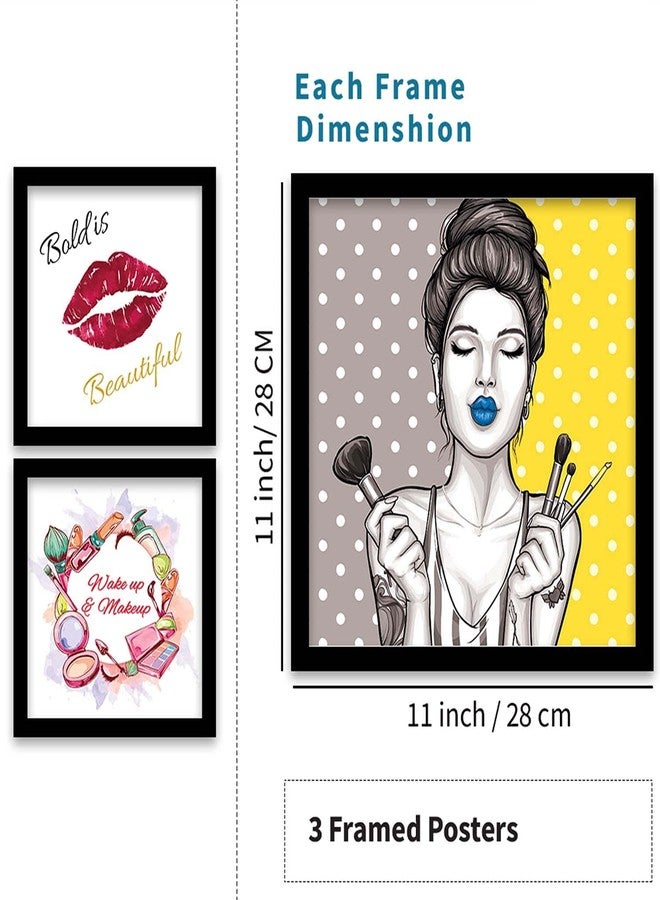 VASL™ Studio Women Salon Theme Combo - Makeup Art Framed Wall Posters/Paintings with Frame for Parlour (11 inch x 14 inch, Framed) Set of 6 multicolor - Image 2