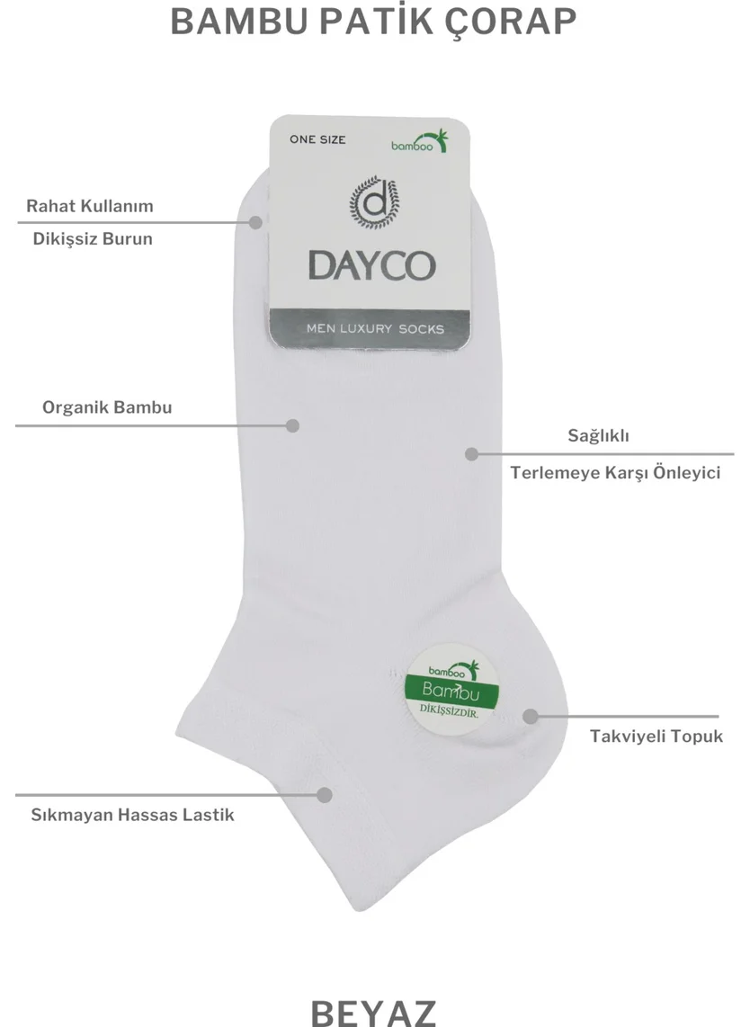 DAYCO Bamboo Men's Premium Booties White Socks Set of 6