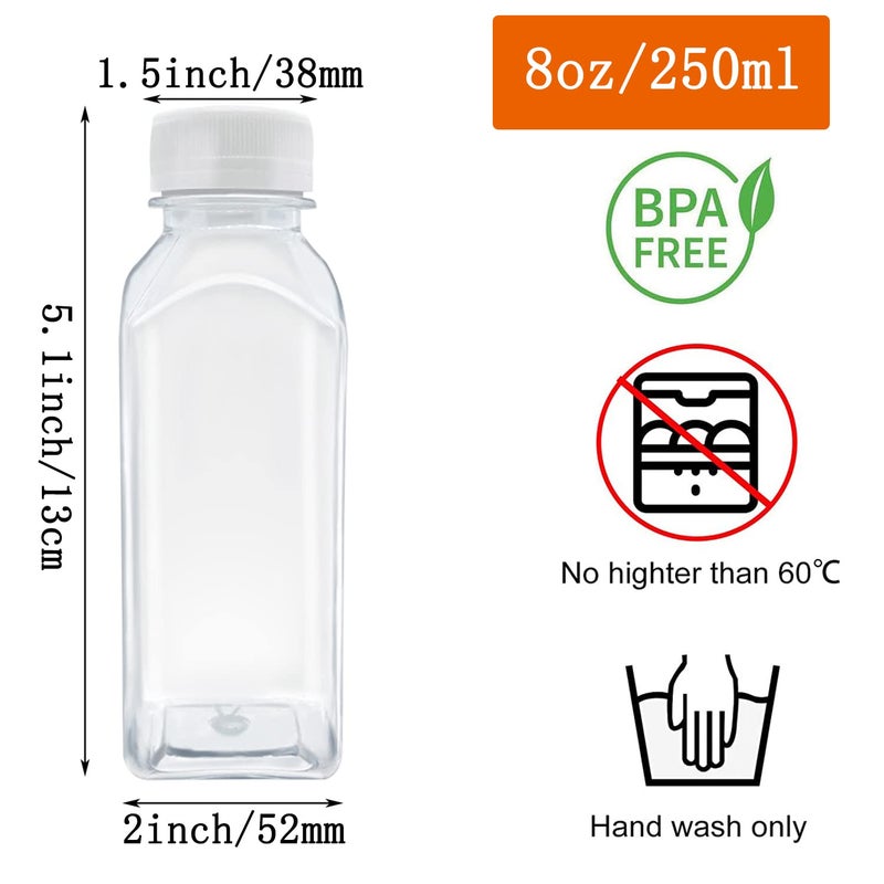 Myyzmy 3 Pcs 8 Ounce Plastic Juice Bottles  Reusable Bulk Beverage Containers For Juice  Milk And Other Beverages  White Lid - Image 2