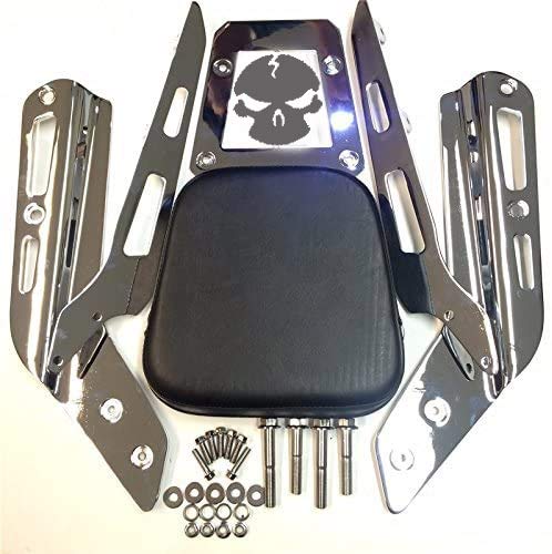 XKH Skull Zombie Style Backrest Sissy Bar with Leather Pad Compatible with VTX 1300C 1800C 19862012 Chrome See description Compatible with detail B013T5H1YU
