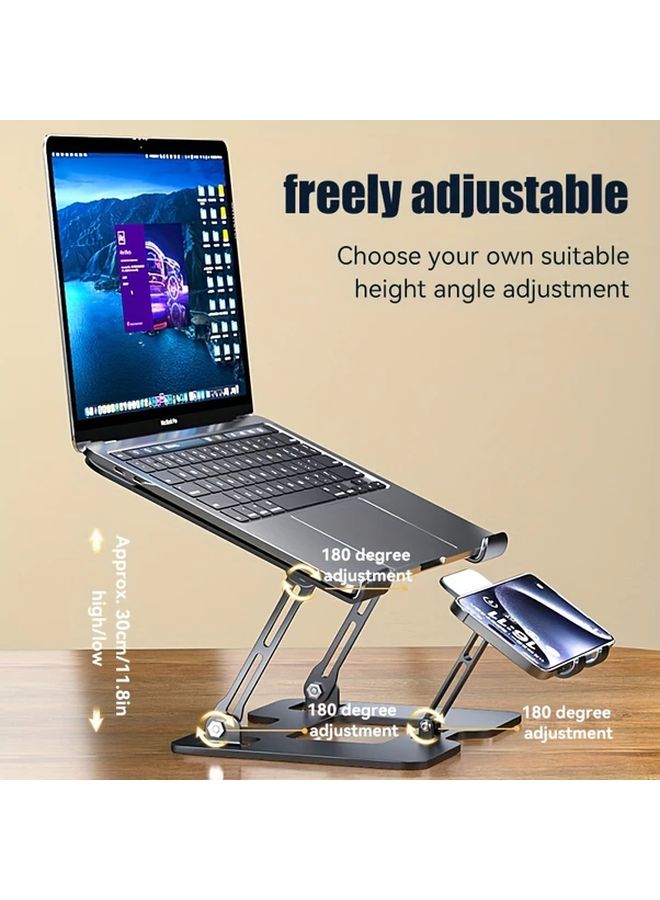 Adjustable 2 In 1 Laptop Tablet Stand Silvery Foldable Cooling Pad For Office Use - Image 2