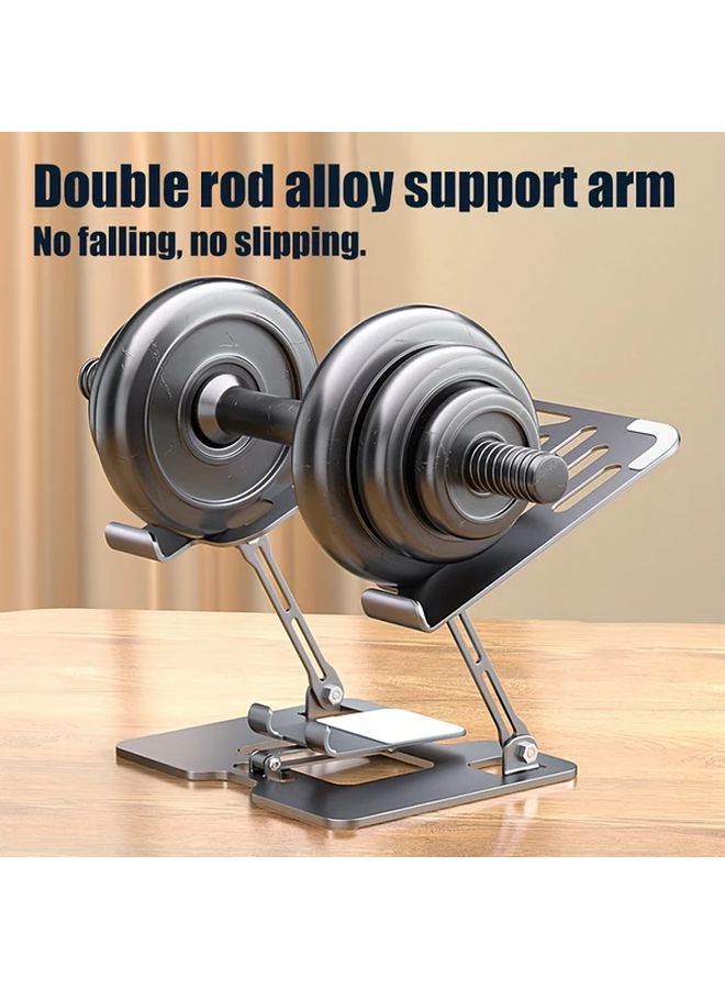 Adjustable 2 In 1 Laptop Tablet Stand Silvery Foldable Cooling Pad For Office Use - Image 4