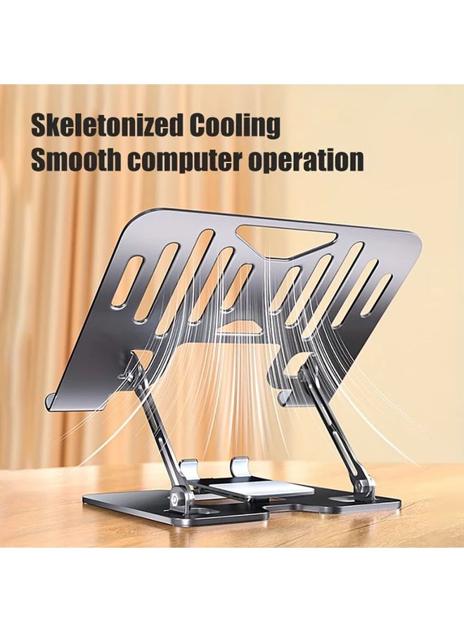 Adjustable 2 In 1 Laptop Tablet Stand Silvery Foldable Cooling Pad For Office Use - Image 5