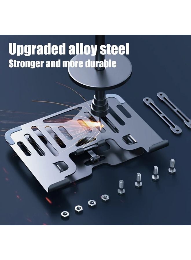 Adjustable 2 In 1 Laptop Tablet Stand Silvery Foldable Cooling Pad For Office Use - Image 3