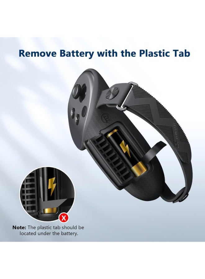 AMVR أغطية قبضة وحدة التحكم المحدثة Meta Quest 3 متوافقة مع Meta/Oculus Quest 3S/ملحقات Quest 3، مع غطاء فتح البطارية وحماية حزام الأصابع - Image 3