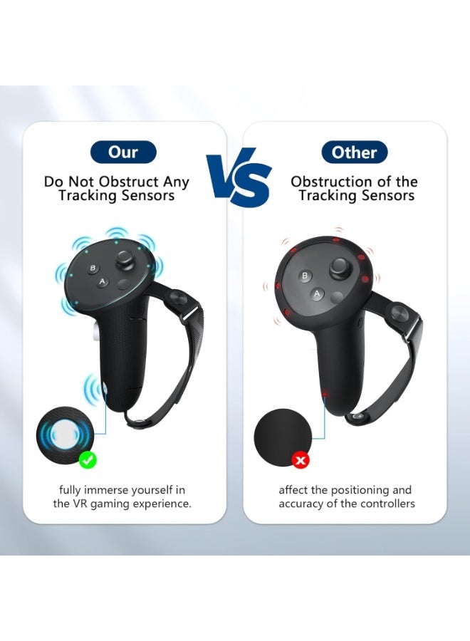 AMVR أغطية قبضة وحدة التحكم المحدثة Meta Quest 3 متوافقة مع Meta/Oculus Quest 3S/ملحقات Quest 3، مع غطاء فتح البطارية وحماية حزام الأصابع - Image 4