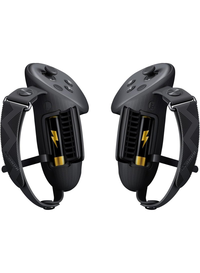 AMVR أغطية قبضة وحدة التحكم المحدثة Meta Quest 3 متوافقة مع Meta/Oculus Quest 3S/ملحقات Quest 3، مع غطاء فتح البطارية وحماية حزام الأصابع - Image 1