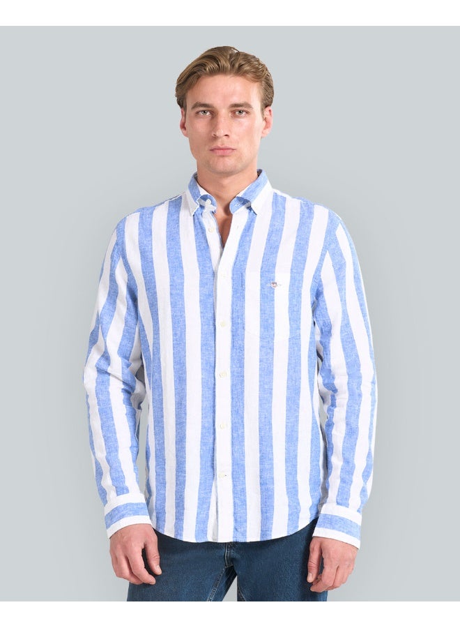 غانت قميص قطن وكتان بقصة عادية وخطوط عريضة - Image 1