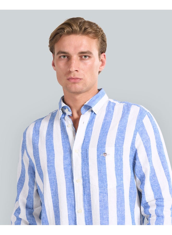 غانت قميص قطن وكتان بقصة عادية وخطوط عريضة - Image 4