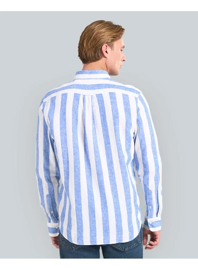 GANT Regular Fit Bold Striped Cotton Linen Shirt
