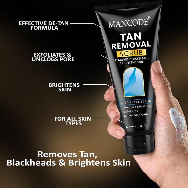 MAN CODE MANCODE DeTan Scrub Tan Removes Blackheads Brightens Skin DeTan Face Scrub Exfoliates Renews Skin Cells 100ml  - Image 2