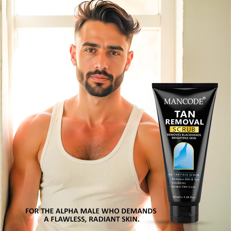 MAN CODE MANCODE DeTan Scrub Tan Removes Blackheads Brightens Skin DeTan Face Scrub Exfoliates Renews Skin Cells 100ml  - Image 4