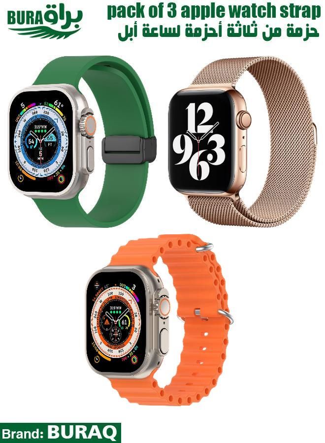 BURAQ Apple Watch Band Strap For Apple Watch Ultra 2/Ultra 49mm, Series 10 46mm, 9/8/7 45mm, SE2/SE/6/5/4 44mm, 3/2/1 42mm 