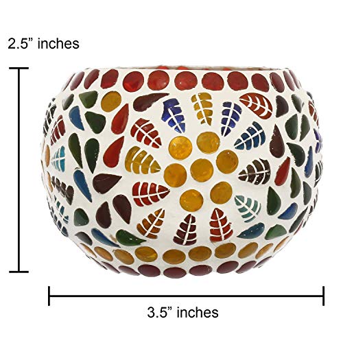 WebelKart Set of 2 Mosaic Glass TeaLight Votive Candle Holder with Tea Light Candles for Living Room Table Home Decor Indoor Outdoor - Christmas Decorations Items (Multicolor, Glass) - Image 4