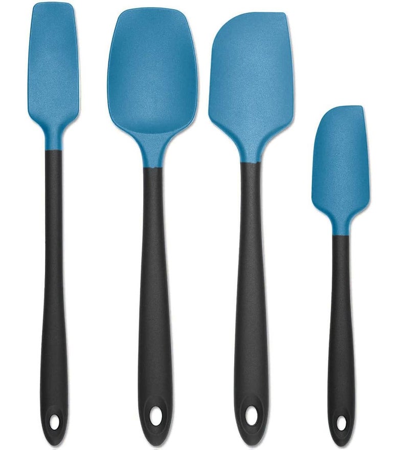 P Plus Fire Silicone Spatula Heat Resistant Spatulas Set NonStick Baking Silicone Spatula Kitchen Spatula Set Spatula for Cooking Serving Kitchen Utensils for Cooking Set of 4 Blue - Image 1