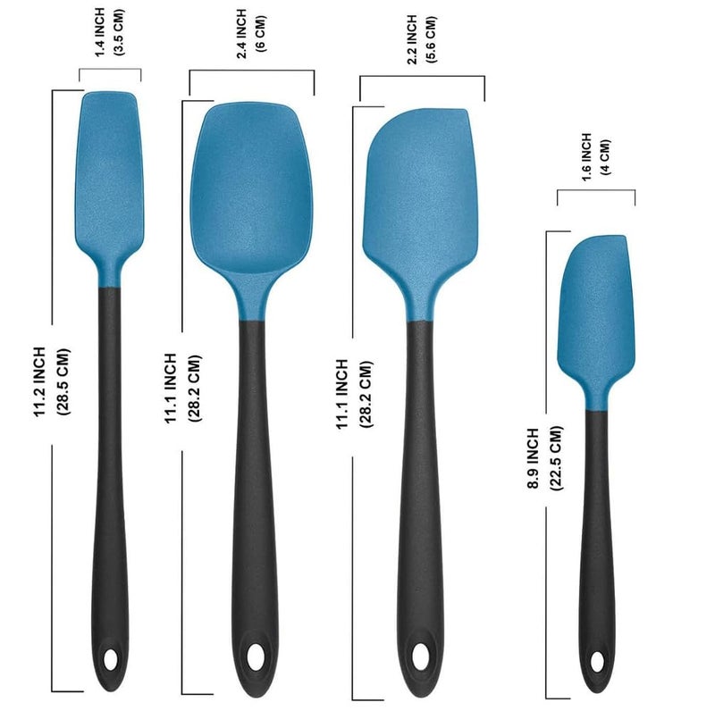 P Plus Fire Silicone Spatula Heat Resistant Spatulas Set NonStick Baking Silicone Spatula Kitchen Spatula Set Spatula for Cooking Serving Kitchen Utensils for Cooking Set of 4 Blue - Image 2