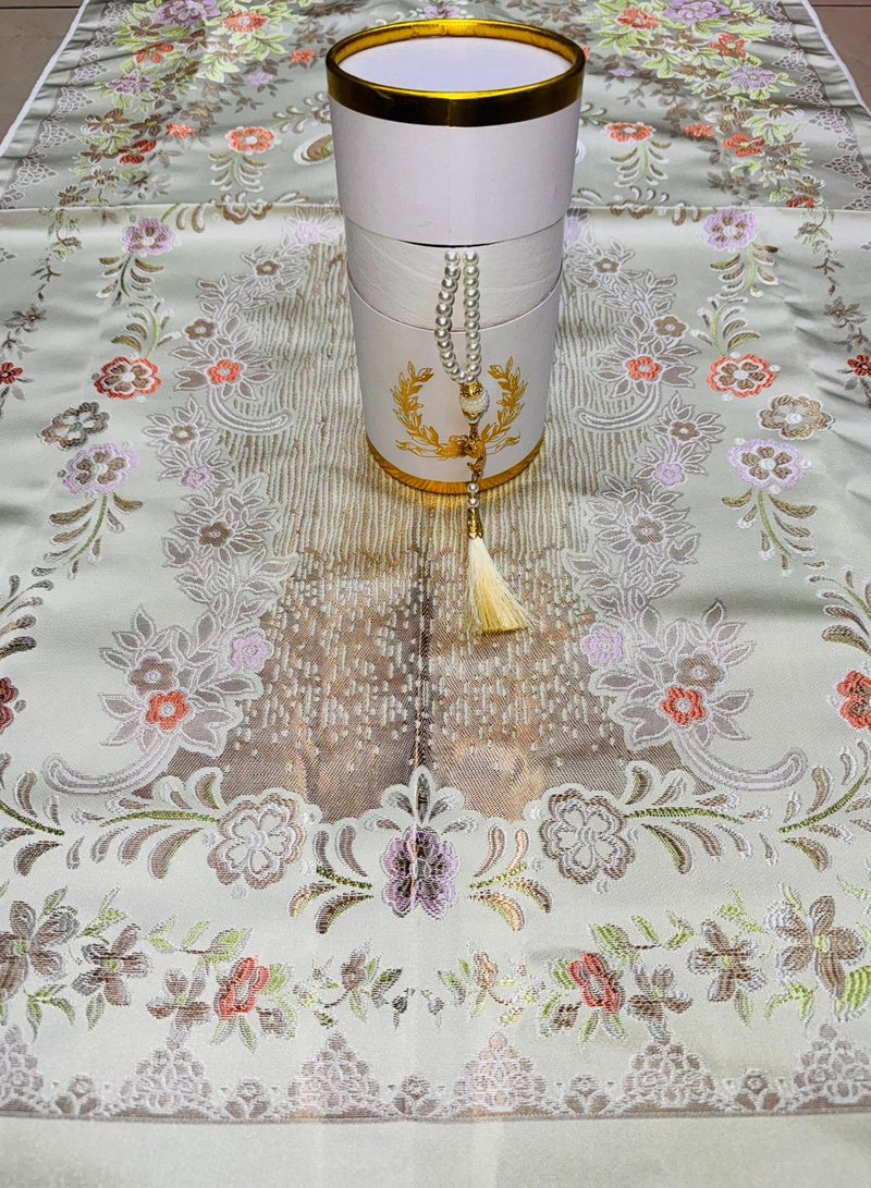 Elegant Prayer Box featuring a lightweight prayer mat and a pearl-like beaded misbaha. A thoughtful and refined gift, perfect for various occasions such as Hajj, Umrah, Ramadan, and Eid. - Image 2